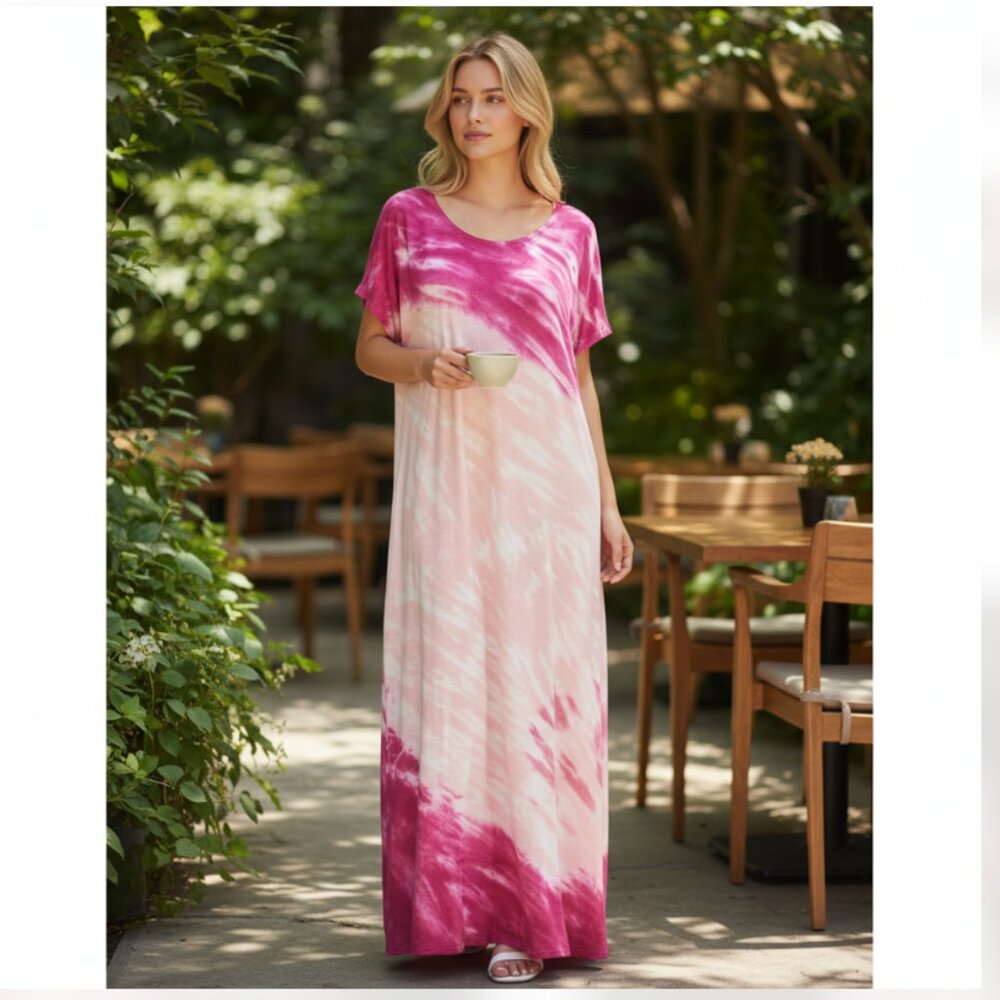 NWT ADYSON PARKER TIE DYE SUPER SOFT MAXI DRESS IN DUBARRY COMBO SZ-1X
